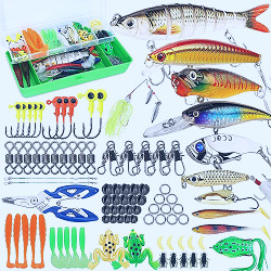 Amazon.com: Fishing Lures Tackle Box Bass Fishing Kit Including Animated  Lure,Crankbaits,Spinnerbaits,Soft Plastic Worms, Jigs,Topwater  Lures,Hooks,Saltwater & Freshwater Fishing Gear Kit for Bass,Trout, Salmon.  : Sports & Outdoors